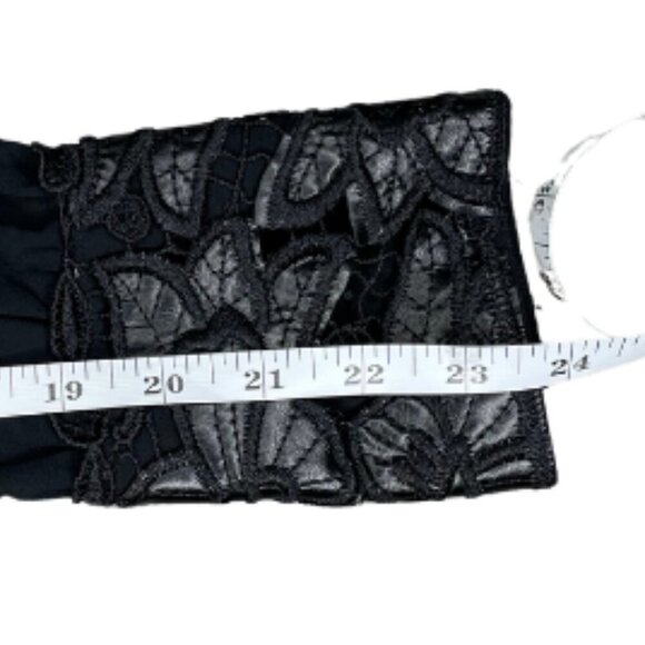 Double Zero Lace Faux Leather Floral Back/ Triple Snap Sleeve Tunic Blouse Med - Picture 6 of 9